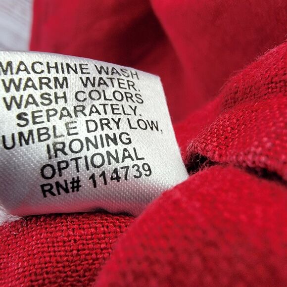 FLAX Size P 100% Linen Bias Round Neck Tank in Red Sleeveless Round Neck Top - Picture 6 of 8